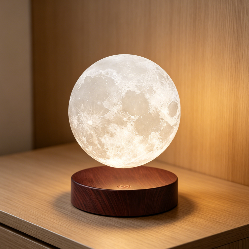 6" Levitating Moon Lamp Wooden Base 3D Print - Image 2